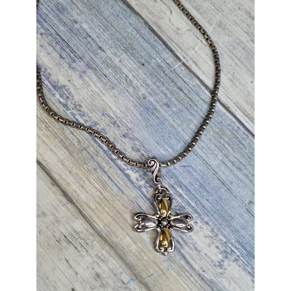 Preimier Designs Signed Necklace Maltese Cross 2 tone 18" chain